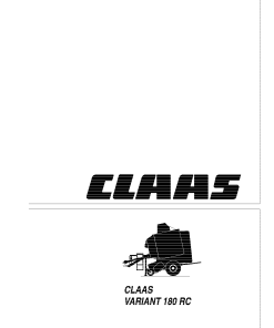 Claas VARIANT 180 RC Baler Operation Manual
