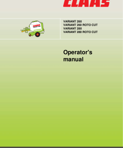 Claas VARIANT 260 280 VARIANT 260 280 ROTO CUT Baler Operation Manual