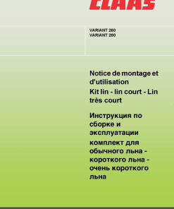 Claas VARIANT 260 280 VARIANT Baler Operation Manual