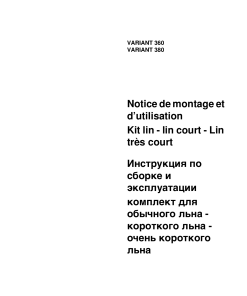 Claas VARIANT 360 380 VARIANT Baler Operation Manual