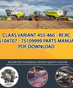 Claas VARIANT 455-460 - RF,RC 75104707 - 75109999 Parts Manual PDF Download