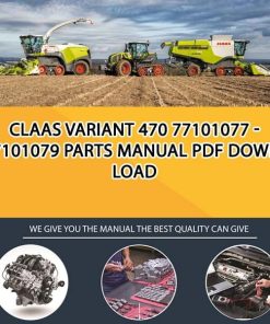 Claas VARIANT 470 77101077 - 77101079 Parts Manual PDF Download