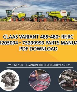 Claas VARIANT 485-480- RF,RC 75205094 - 75299999 Parts Manual PDF Download