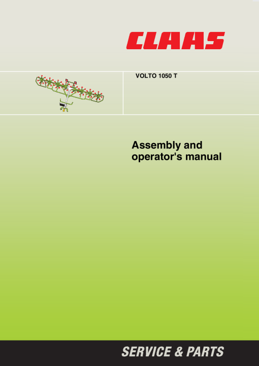 Claas VOLTO 1050 T Tedder Asembly and Operation Manual