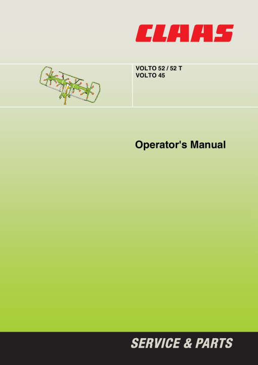 Claas VOLTO 45 52T 52 Tedder Operation Manual