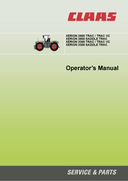 Claas XERION 3300 3800 SADDLE TRAC VC Tractor Operation Manual
