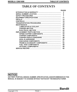 Bandit 1290 1690 Models Brush Chippers Operation and Parts Manual PDF Download
