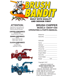 Bandit 1290XP 1590 Models Brush Chippers Operation and Parts Manual PDF Download