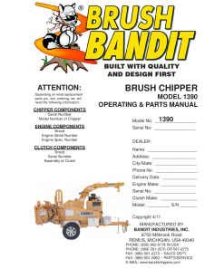 Bandit 1390 Model Brush Chippers Operation and Parts Manual PDF Download
