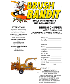 Bandit 1890 1990 Models Brush Chippers Operation and Parts Manual PDF Download