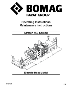 Bomag Stretch 16E Screed Electric Heat Model Operation Maintenance Manual PDF Download