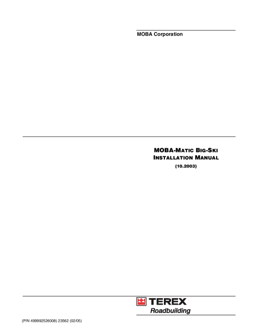Cedarapids MOBA-Matic Big-Ski Operation Maintenance Manual PDF Download