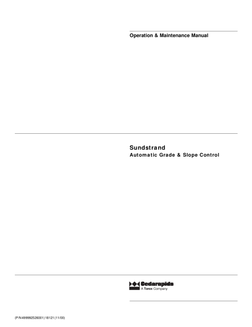 Cedarapids Sunstrand Auto Grade Slope Control Operation Maintenance Manual PDF Download