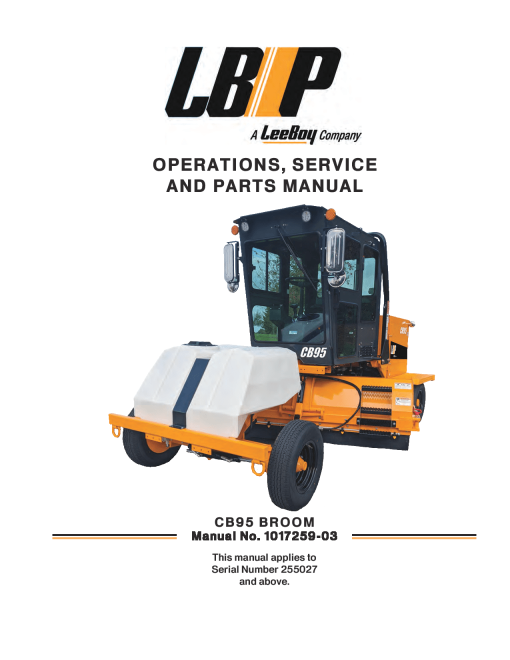 LBP CB95 Broom Operation Service and Parts Manual PDF Download