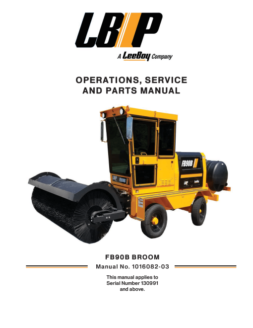 LBP FB90B Broom Operation Service and Parts Manual PDF Download