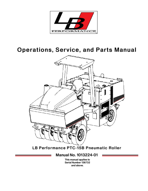 LBP PTC-15B Roller Operation Maintanace Service and Parts Manual PDF Download