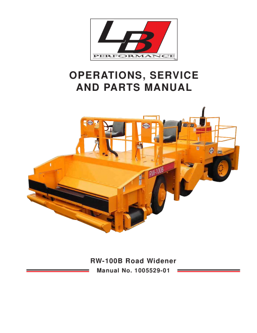 LBP RW-100B Road Widener Operation Service and Parts Manual PDF Download