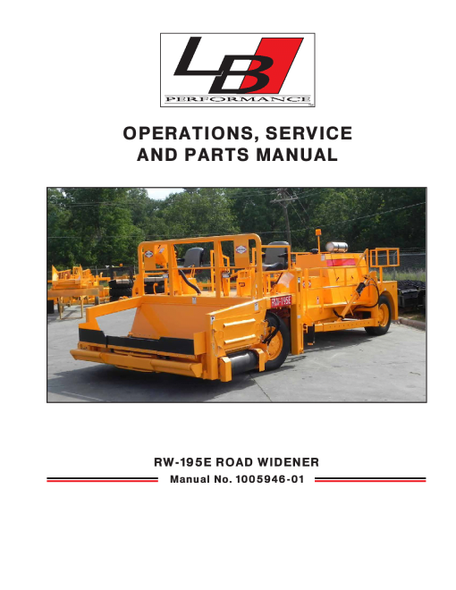 LBP RW-195E Road Widener Operation Service and Parts Manual PDF Download