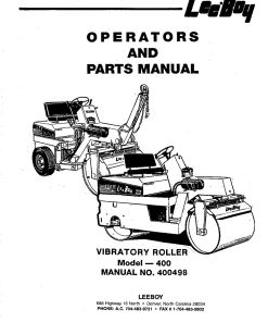 LeeBoy 400 Vibratory Roller Complete Operators and Parts Manual PDF Download