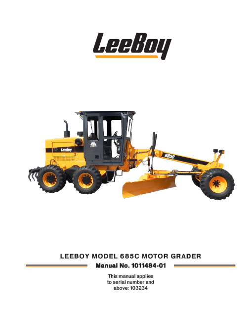 LeeBoy 685C Grader Operators Maintenance Schematic and Parts Manual PDF Download