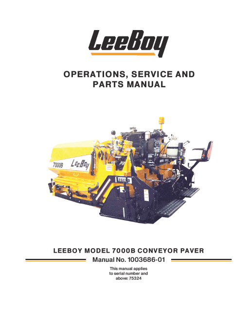 LeeBoy 7000 Conveyor Paver Operators Service and Parts Manual PDF Download