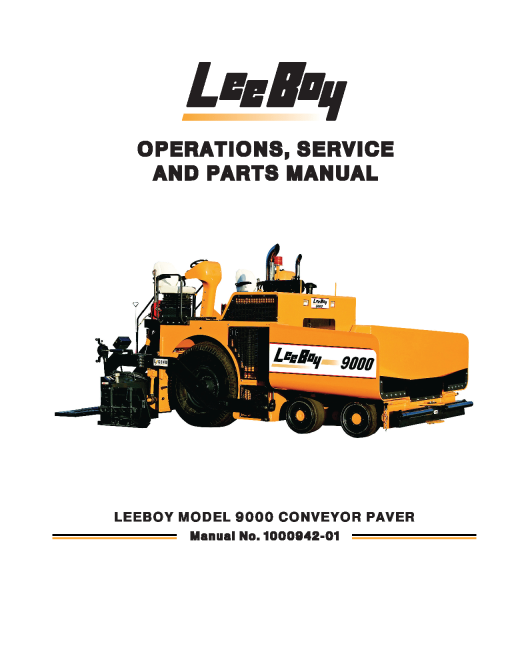 LeeBoy 9000 Conveyor Paver Operators Service and Parts Manual PDF Download