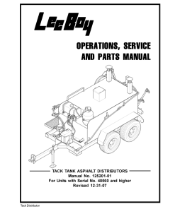 LeeBoy Tack Tank Asphaslt Distributors Operators Service and Parts Manual PDF Download