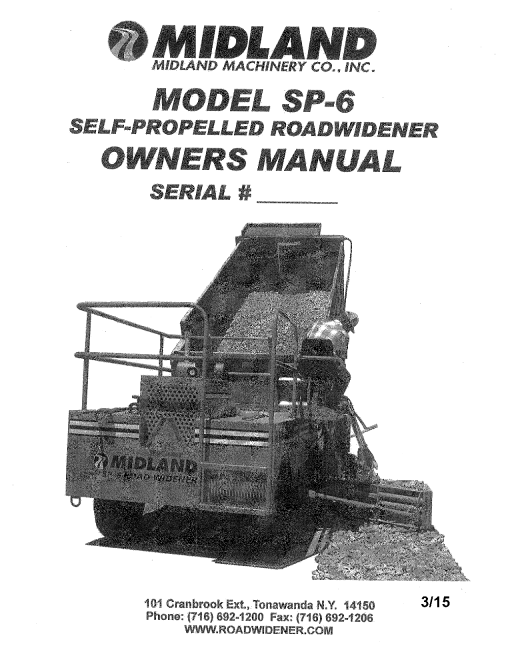 Midland SP-6 Serial before 227230 Self-Propelled Roadwidener Operation Manual PDF Download