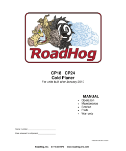 RoadHog CP18 CP24 Cold Planer 2011 Operation Maintenance Service and Parts Manual PDF Download