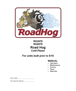 RoadHog RH3075 RH4075 Cold Planter before May 2010 Operation Maintenance Service and Parts Manual PDF Download