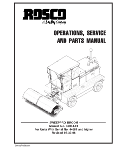 Rosco Broom SweepPro Operation Service and Parts Manual PDF Download
