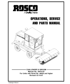 Rosco Challenger III Broom Serial 46936-up Operation Service and Parts Manual PDF Download