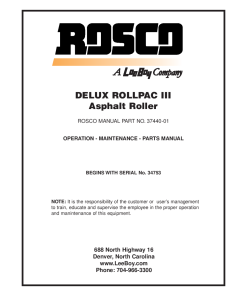 Rosco Delux Rollpac III Asphalt Roller Serial 34753-Operation Service and Parts Manual PDF Download