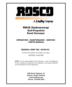 Rosco RB48 Hydrasweep Self-Propelled Road Sweeper Operation Service and Parts Manual PDF Download