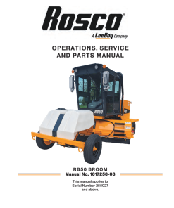 Rosco RB50 Broom Operation Service and Parts Manual PDF Download