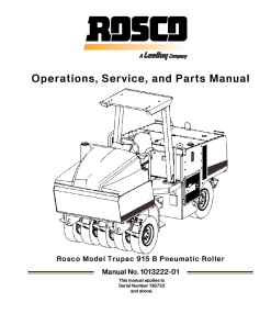 Rosco Roller TruPac 915B Roller Operation Service and Parts Manual PDF Download