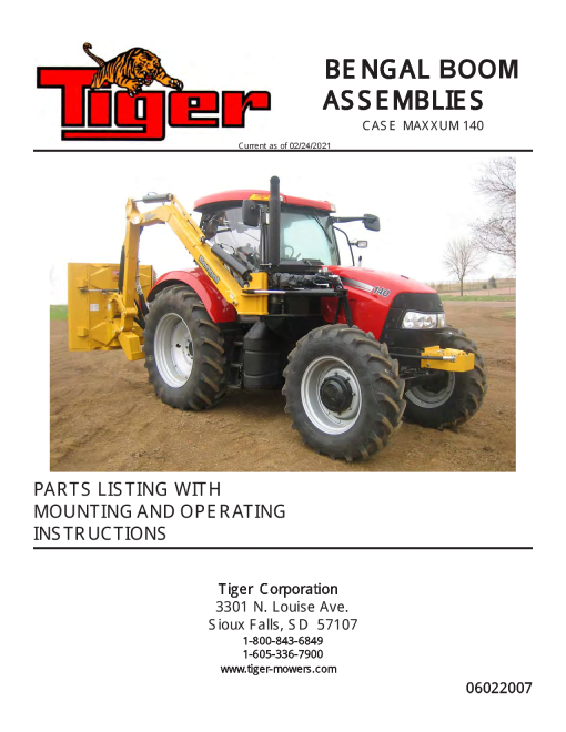 Tiger Case Maxxum 140 T4 Bengal 2021 Operation and Parts Manual PDF Download