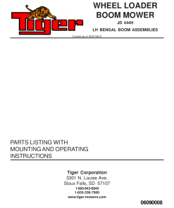 Tiger John Deere JD 444H WHEEL LOADER BOOM MOWER LH Mower Operation and Parts Manual PDF Download