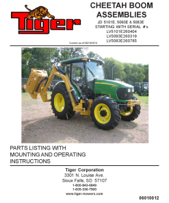 Tiger John Deere JD 5101E 5093E 5083E Cheetah 2012 Mower Operation and Parts Manual PDF Download