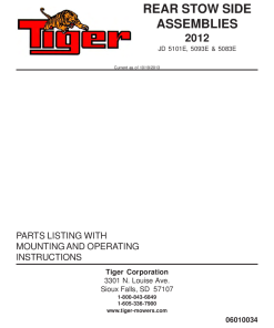 Tiger John Deere JD 5101E 5093E 5083E REAR STOW SIDE 2012 Mower Operation and Parts Manual PDF Download