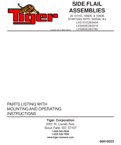 Tiger John Deere JD 5101E 5093E 5083E SIDE FLAIL 2010 Mower Operation and Parts Manual PDF Download