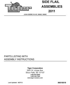 Tiger John Deere JD 5101E 5093E 5083E SIDE FLAIL 2011 Mower Operation and Parts Manual PDF Download