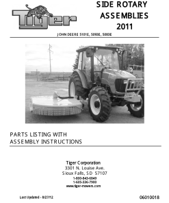 Tiger John Deere JD 5101E 5093E 5083E SIDE ROTARY 2011 Mower Operation and Parts Manual PDF Download