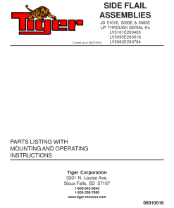 Tiger John Deere JD 5101E 5093E 5083E Up Through SIDE FLAIL Mower Operation and Parts Manual PDF Download