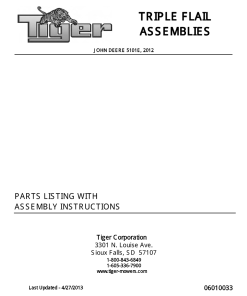 Tiger John Deere JD 5101E TRIPLE FLAIL 2012 Mower Operation and Parts Manual PDF Download