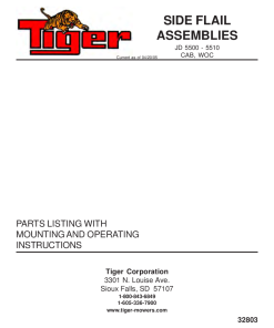Tiger John Deere JD 5500-5510 side flail Mower Operation and Parts Manual PDF Download
