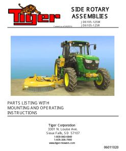Tiger John Deere JD 6105-125M JD6105-125R SIDE ROTARY Mower Operation and Parts Manual PDF Download