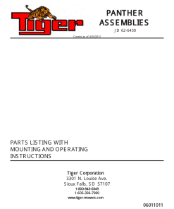 Tiger John Deere JD 62-6430 PANTHER Mower Operation and Parts Manual PDF Download
