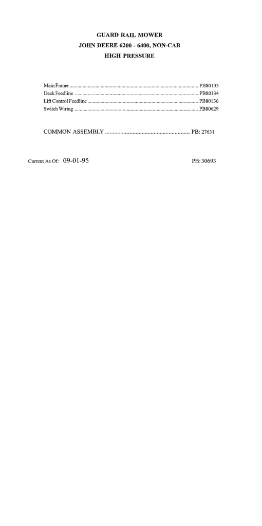 Tiger John Deere JD 6200-6400 Guard Rail Mower Mower Operation and Parts Manual PDF Download