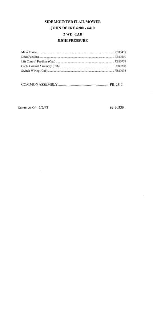 Tiger John Deere JD 6200-6410 Side Flail 2WD Cab Mower Operation and Parts Manual PDF Download
